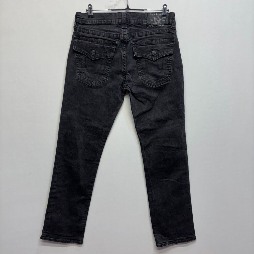 True Religion Men Ricky Relaxed Straight Jeans Size 33x32 Black Denim C124 -5